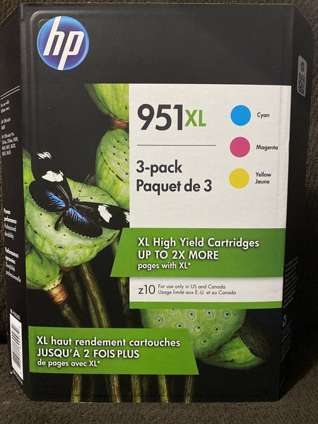 HP 951XL 3-Pack Color Ink Cartridges - Cyan/Magenta/Yellow Exp. 2022-2023