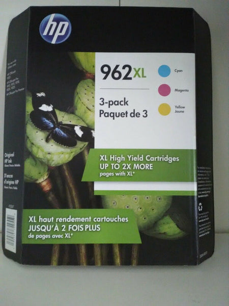 HP 962xl Cyan, Magenta & Yellow 3 Ink Cartridges Exp 2022+