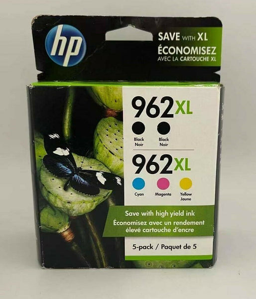 HP 962XL 5PK High Yield Black twin Pack +Cyan/Magenta/Yellow Ink Cartridges 2022-2023