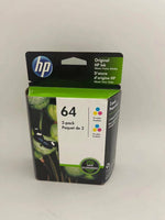 HP 64 Tri-Color Twin Pack Of Ink Cartridges 6ZA55AN - Exp 2023+