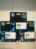 HP 952 Cyan/Magenta/Yellow Ink Cartridges (N9K27AN#140), Pack Of 3 EXP 2022-2023