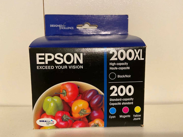 4PK Epson GENUINE 200XL Black & 200 Color Ink Cyan Magenta Yellow Exp 2022-2023